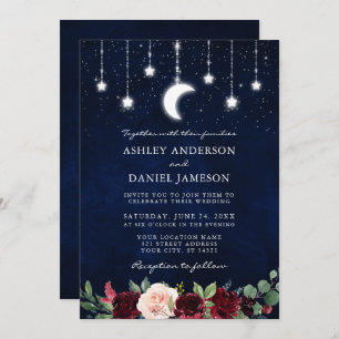 Celestial Moon Stars Lights Wedding Floral Foto Kaart