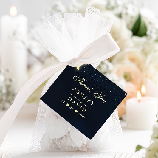 Celestial Moon Stars Midnight Blue Hartelijk dank Bedankjes Labels