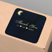 Celestial Moon Stars Midnight Blue Hartelijk dank Vierkante Sticker