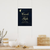 Celestial Moon Stars Midnight Blue Kaarten & Gifts Poster (Keuken)