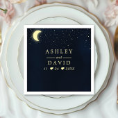 Celestial Moon Stars Midnight Blue Wedding Servet