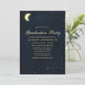 Celestial Moon Stars Midnight Graduparty Kaart (Staand voorkant)