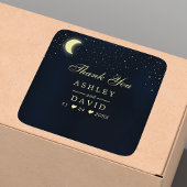 Celestial Moon Stars Midnight Weddenschap Bedankt Vierkante Sticker