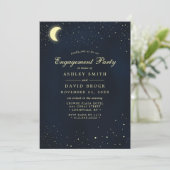 Celestial Moon Stars Night Sky Engagement Party Kaart (Staand voorkant)