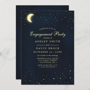 Celestial Moon Stars Night Sky Engagement Party Kaart