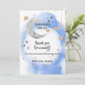 Celestial Moon Stars, Pastel Blue And Gold Bedankkaart (Staand voorkant)