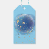 Celestial Moon Stars, Royal Blue And Gold Abstract Cadeaulabel (Achterkant)