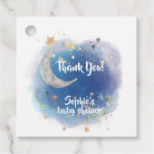 Celestial Moon Stars, Royal Blue en Gold Abstract Bedankjes Labels (Voorkant)