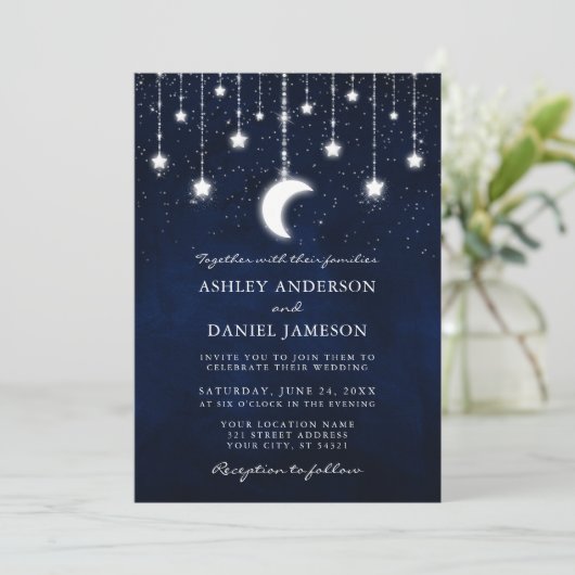 Celestial Moon Stars String Lights Kaart (Staand voorkant)