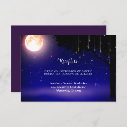 Celestial Moon Stars String Lights Wedding Informatiekaartje (Voorkant / Achterkant)