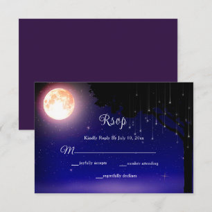 Celestial Moon Stars String Lights Wedding RSVP Kaartje
