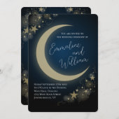 Celestial Moon Stars Wedding Kaart (Voorkant / Achterkant)
