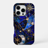 Celestial Moon Sterrennacht Glas in lood iPhone Hoesje (Achterkant)