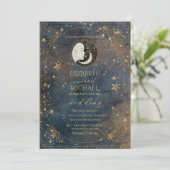 Celestial Moon Sun Frame Dark Galaxy Wedding Kaart (Staand voorkant)