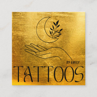 Celestial Moon Tattoo Salon Gold Metallic Vierkante Visitekaartje