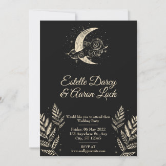 Celestial Moon Wedding Invite Kaart