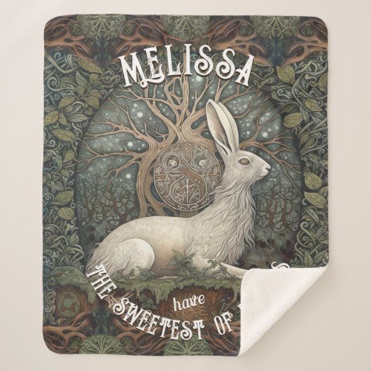 Celestial Moonlight en Celtic Hare Natuur Lovers Sherpa Deken (Voorkant)