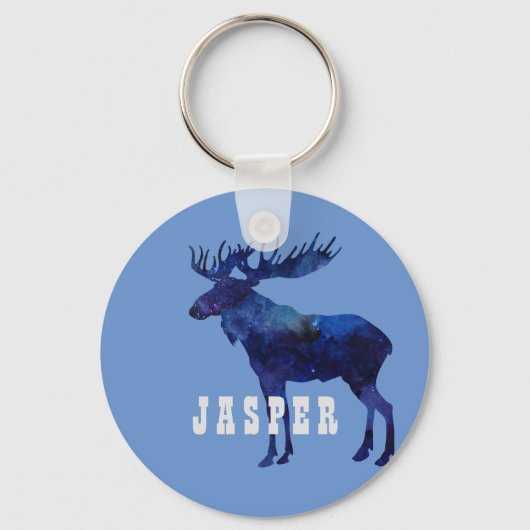 Celestial Moose Silhouette Custom Sleutelhanger (Voorkant)