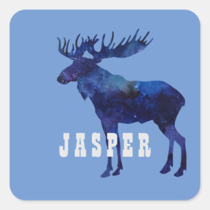 Celestial Moose Silhouette Custom Vierkante Sticker