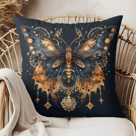 Celestial Moth – Golden Moon Throw Pillow Kussen