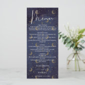 Celestial Mystical Elegant Script Trouwdiner Menu (Staand voorkant)