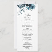 Celestial Navy Blue Floral Dinner Menu Kaart (Voorkant)