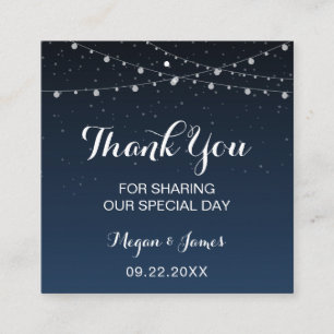Celestial Navy Blue Sterrennacht Wedding Favor Lab Vierkante Visitekaartje