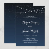 Celestial Navy Blue Sterrennacht Wedding Kaart (Voorkant / Achterkant)