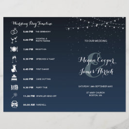 Celestial Navy Blue Sterrennacht Wedding Programme