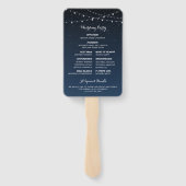 Celestial Navy Blue Sterrennacht Wedding Programme Handwaaier (Achterkant)