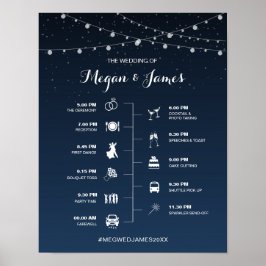 Celestial Navy Blue Sterrennacht Wedding Tijdschem Poster