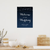Celestial Navy Blue Sterrennacht Wedding Welcome Poster (Keuken)