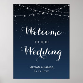 Celestial Navy Blue Sterrennacht Wedding Welcome Poster