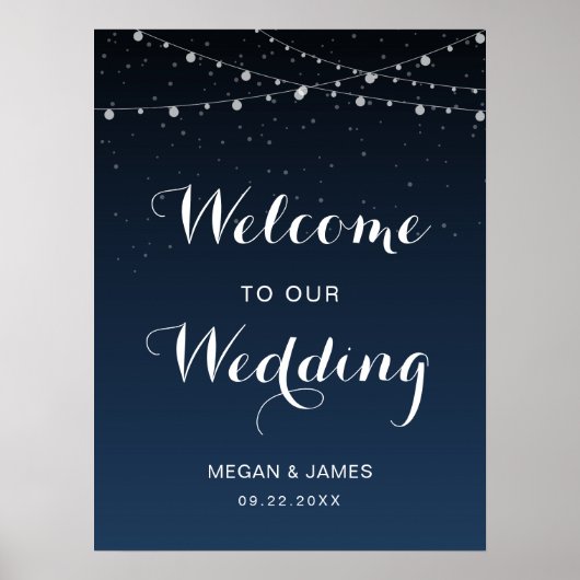 Celestial Navy Blue Sterrennacht Wedding Welcome Poster (Voorkant)
