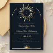 Celestial Navy Gold Esoterisch Monogram Kaart