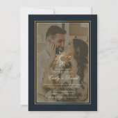 Celestial Navy Gouden Monogram Foto Overlay Save The Date (Voorkant)