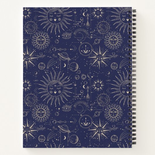 Celestial Navy Pattern Personalized Notitieboek (Achterkant)