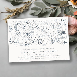 Celestial Navy Sterrennacht Moon Couples Shower Kaart