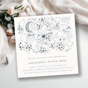 Celestial Navy Sterrennacht Moon Couples Shower Kaart