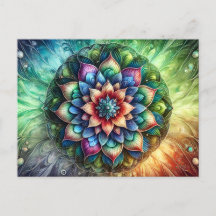 Celestial Neon Mandala met Levendig Abstract