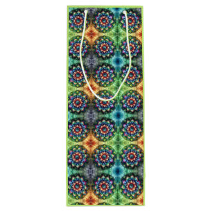 Celestial Neon Mandala Retro-Modern Wijn Cadeautas