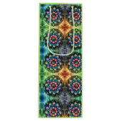 Celestial Neon Mandala Retro-Modern Wijn Cadeautas (Voorkant)