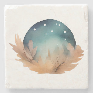 Celestial Nest Waterverf Abstract Stenen Onderzetter