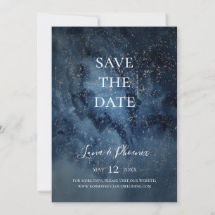 Celestial Night Sky Gold Bewaar de datum Save The Date