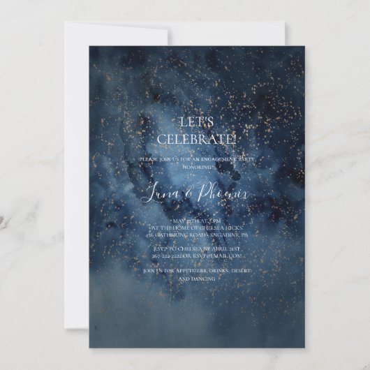 Celestial Night Sky | Gold Let's Celebrate Kaart (Voorkant)