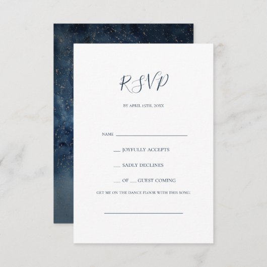 Celestial Night Sky | Gold Song Request RSVP Card (Voorkant / Achterkant)