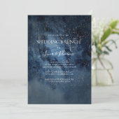 Celestial Night Sky | Gold Wedding Brunch Kaart (Staand voorkant)