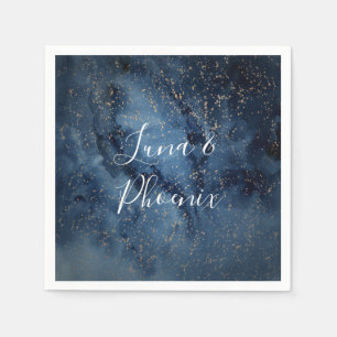 Celestial Night Sky Gold Wedding Napkins Servet
