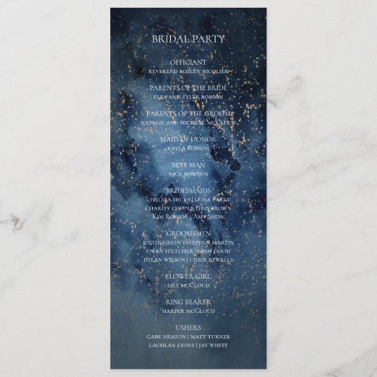 Celestial Night Sky | Gold Wedding-programma Programma (Achterkant)