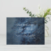 Celestial Night Sky | Horizontaal goud Save The Date (Staand voorkant)
